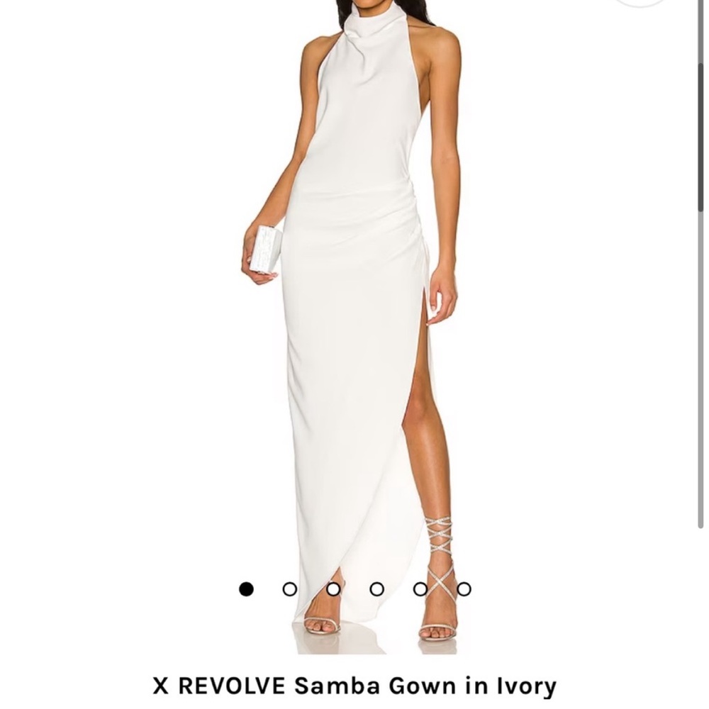 REVOLVE White Cream Halter Gown